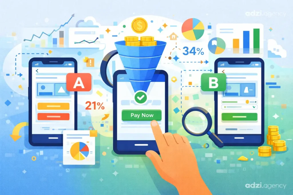  تحلیل داده و تست A/B در بهینه‌سازی قیف فروش موبایل