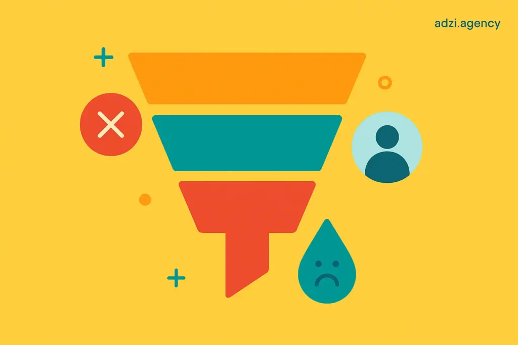 تحلیل نقاط افت در قیف رشد (Funnel Drop-offs)